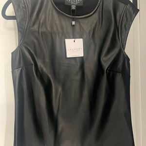 Laundry By Shelli Segal Women's Black Faux Leather Top New With Tags Size Small